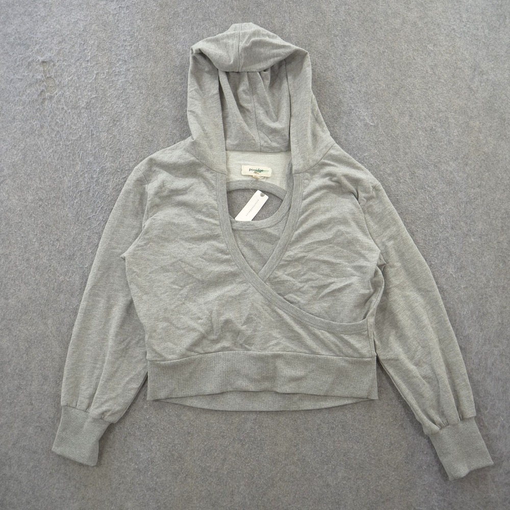 Anthropologie Porridge Sweatshirt Womens Medium Gray Layered Fleece New